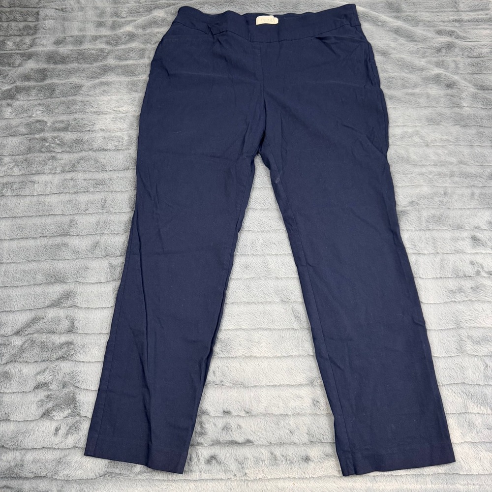 Talbots Petite Navy Blue Pull On Straight Leg Pants Size 16P Stretch Rayon Blend